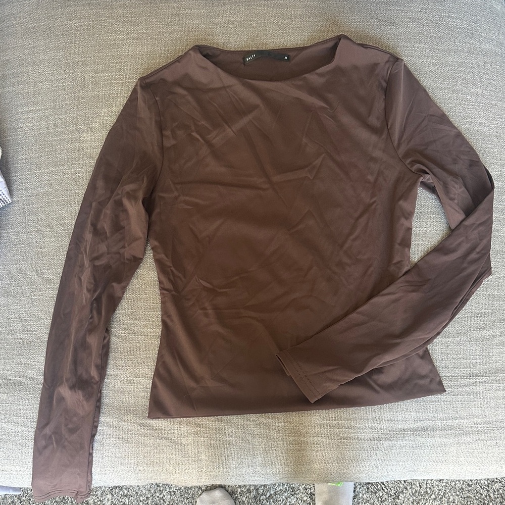 Chic Brown Long Sleeve Top